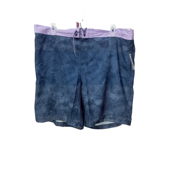 George Eboard Shorts Stretch Quick Dry UPF 50 Blue Stripe Purple Waistband Draws - Picture 1 of 9